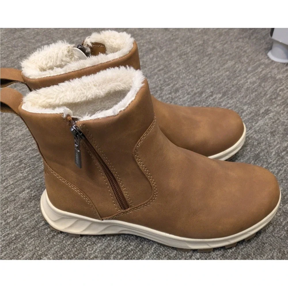 Khombu Girl's Size 6 Brown Faux‎ Fur Lined Boots Zipper Ankle